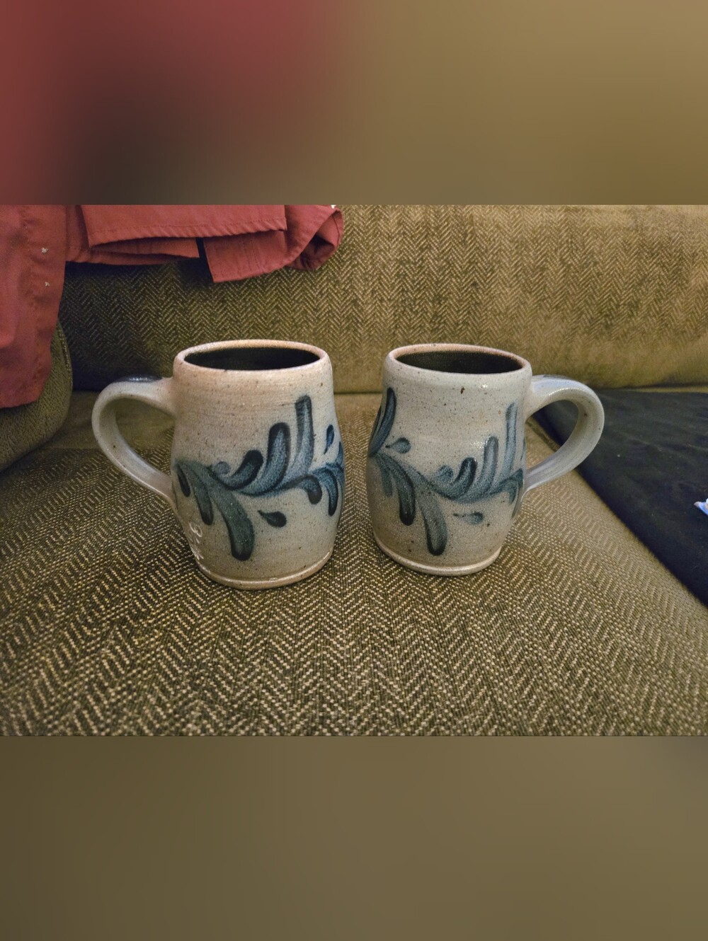 Set of 2 Rowe Pottery World Mugs Stamped